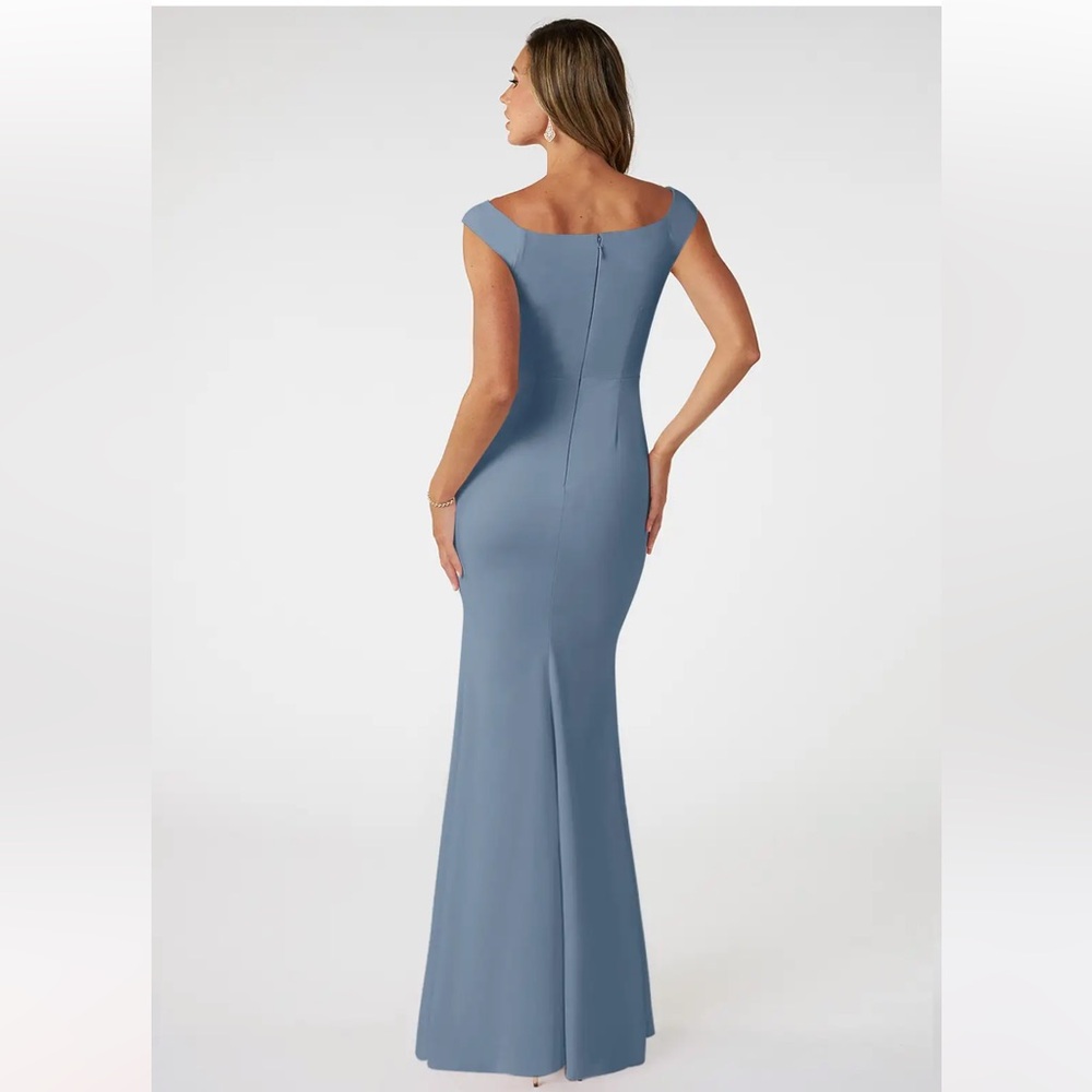 NWT Azazie Nicolina Slate Blue Dress - Picture 2 of 8